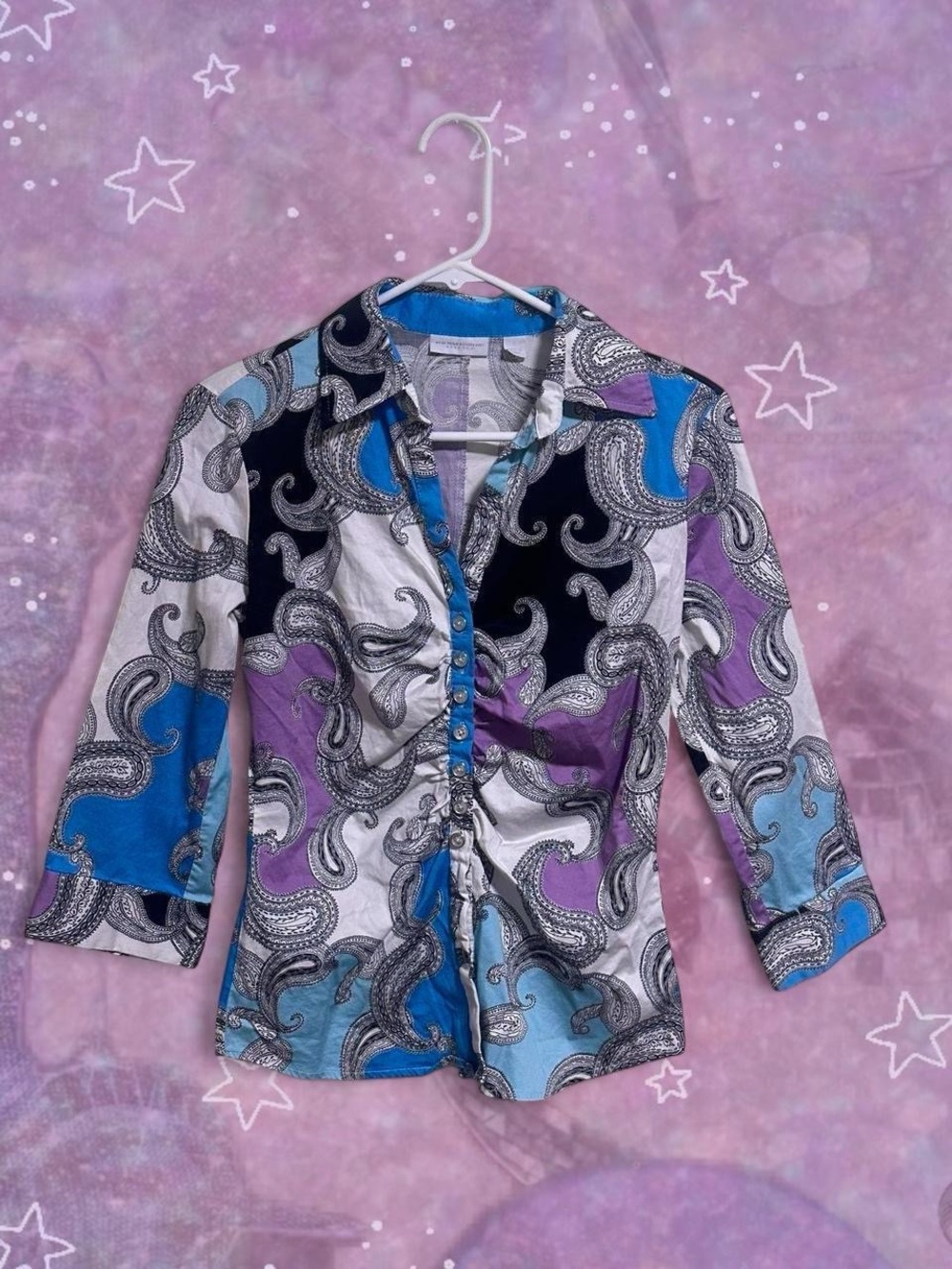 Y2K Paisly Button-Front Blouse